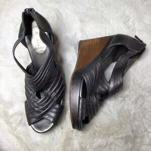 Cole Haan Bronze Leather Wedge Sandal Size 9